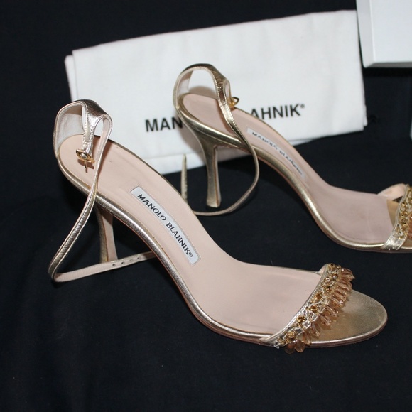 Manolo Blahnik Gold Strappy Sandals READ DESCRIPTION - Picture 2 of 7